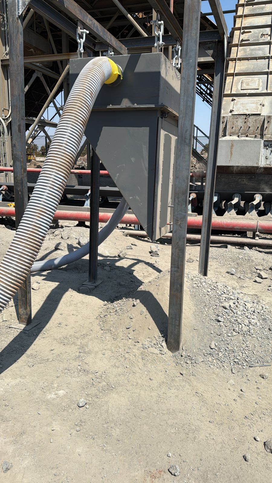 Industrial ducting and piping system at construction site