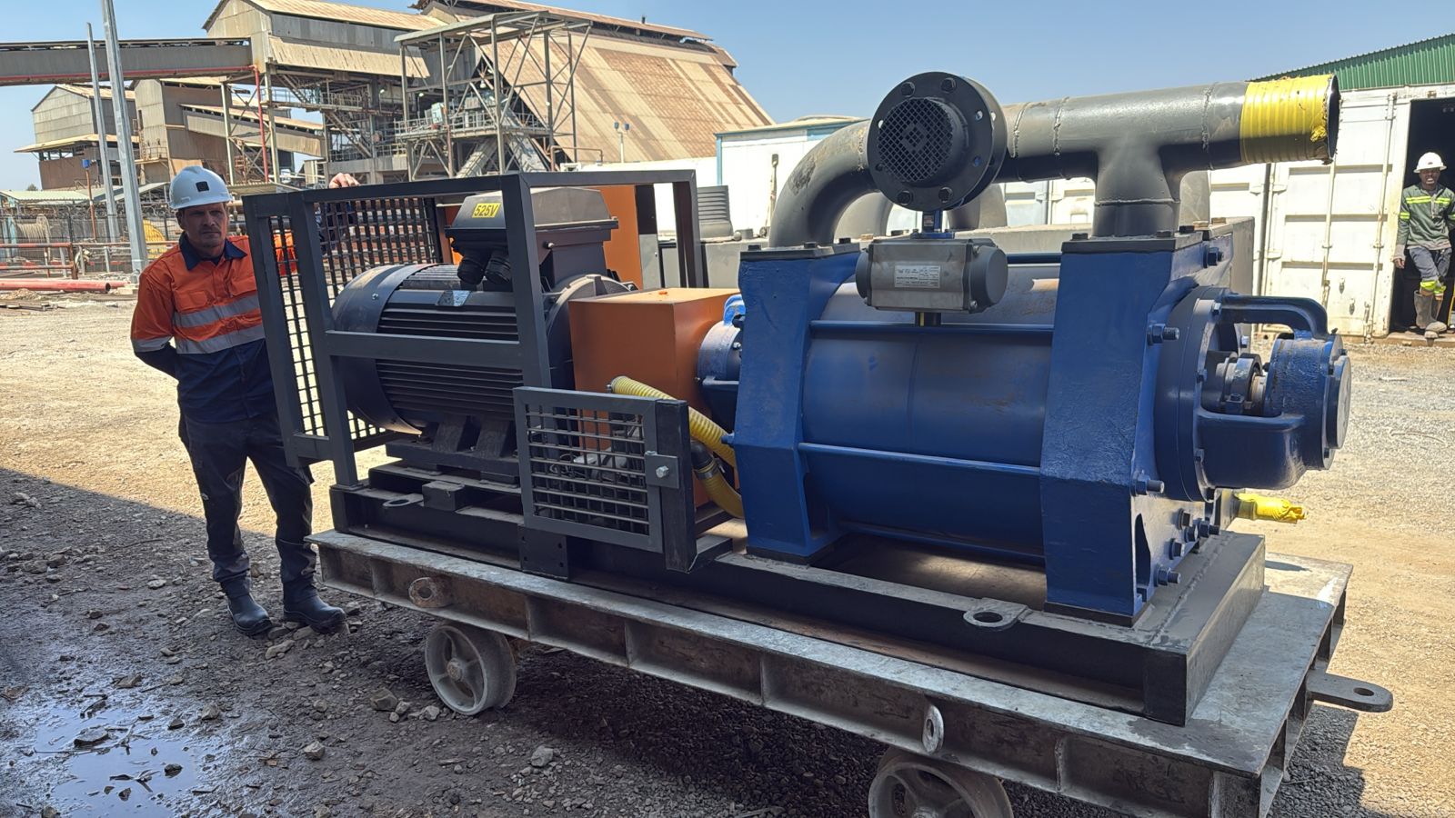 Industrial pump and compressor equipment at construction site